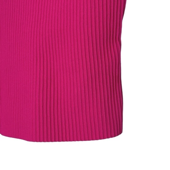 Bailey 44 Ribbed Knit Semi Cropped Halter Top Hot Pink Size M NWT Fitted - Picture 2 of 6
